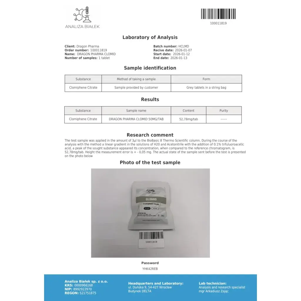 clomid laboratory test report
