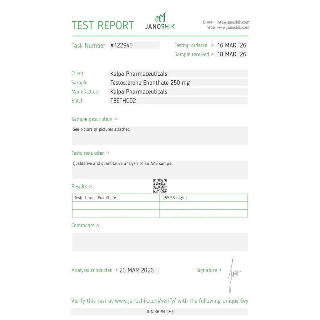 testoxyl enanthate laboratory test report